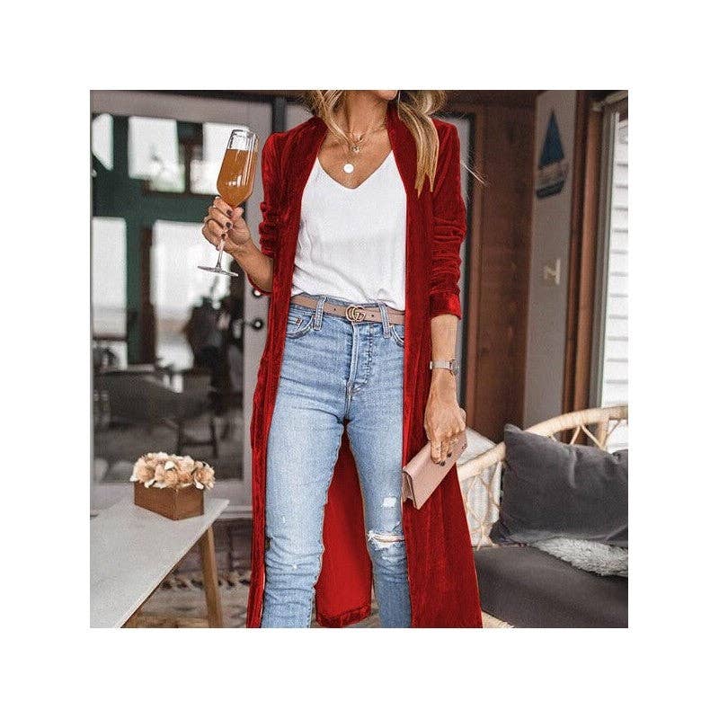 Ruby Red Velvet Duster